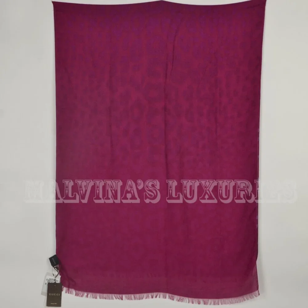 GUCCI SCARF LEOPARD GG GUCCISSIMA LOGO SIGNATURE PRINT MODAL 75" x 27.5" - Picture 7 of 9